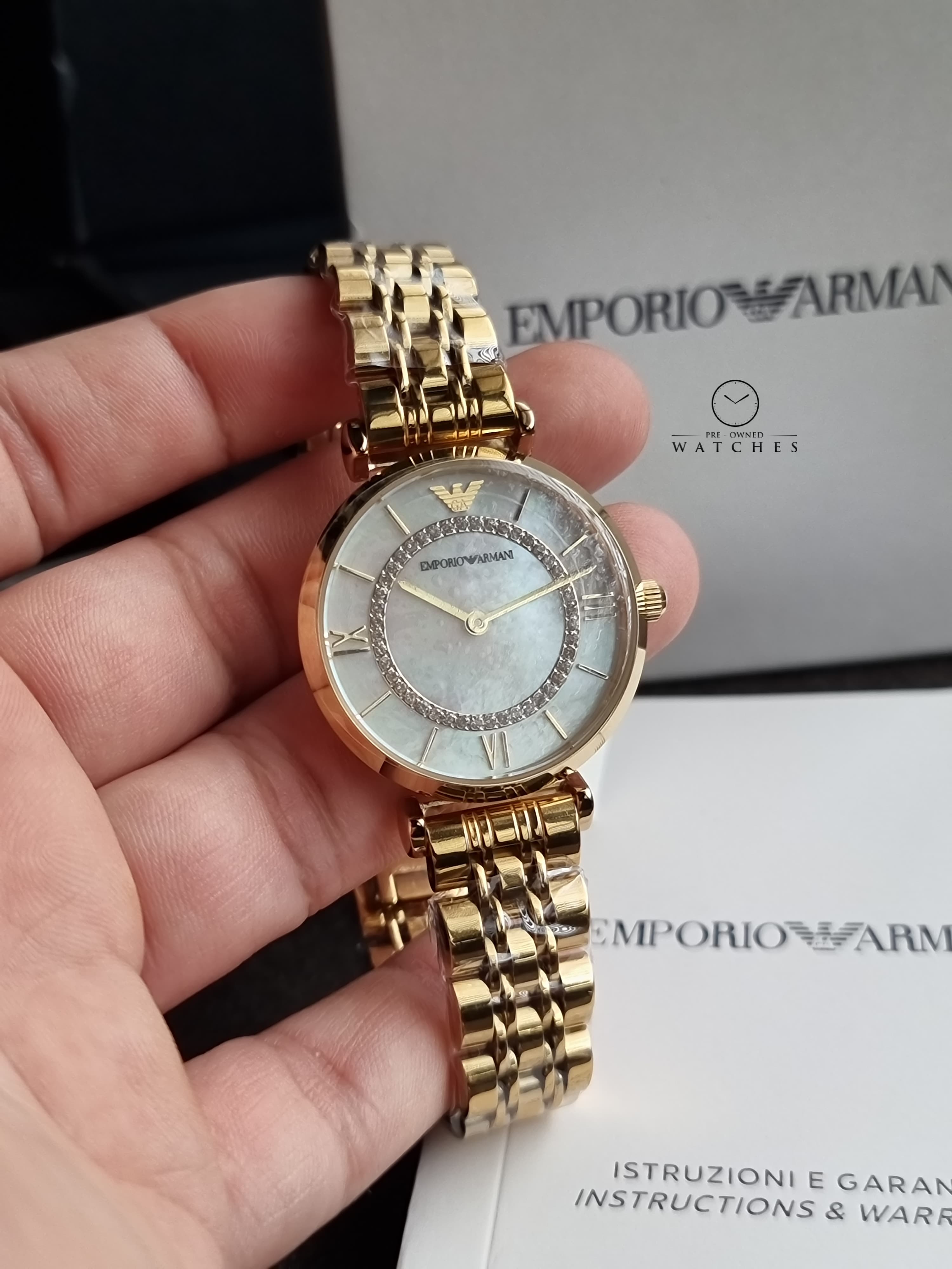 Emporio Armani Women’s Analog Stainless Steel Mother of Pearl Dial 32mm Watch AR1907